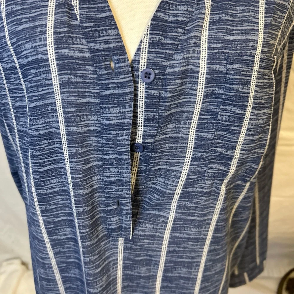 Blue and White Striped‎ Swim Coverup with V-Neck - Picture 3 of 5